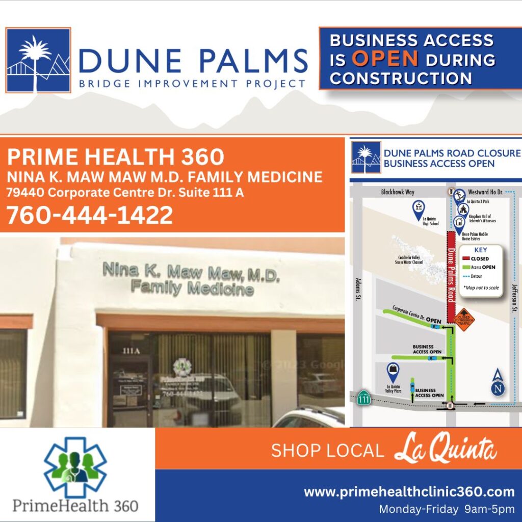 Prime Health 360 | 79440 Corporate Center Drive | Suite 111 A