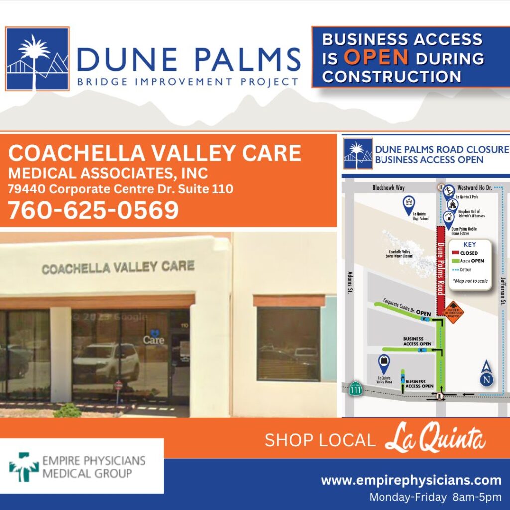 Coachella Valley Care Medical Associates, Inc. | 79440 Corporate Center Drive | Suite 110